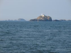 South Bishop lighthouse - with the many islands (the 'Clerks') behind.