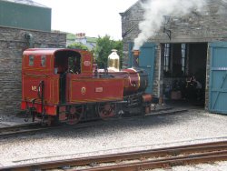 A little tank engine and its shed.