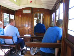 Inside one of the Snaefell coaches.