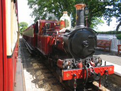 Trains passing midpoint between Port St Mary and Douglas.