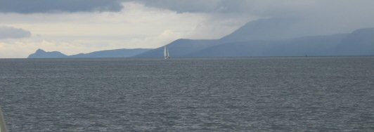 Exit of West Kyle and into Loch Fyne. The Isle of Arran is in the background.