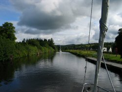 Placid Crinan Canal with the Swedish boat we were sharing locks with.