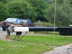 Some help from the crew of the Swedish boat.