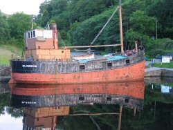 An old puffer in the canal basin at Crinan.