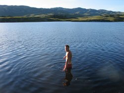 A fresh water swim in a warm, sweet, peaty lake.