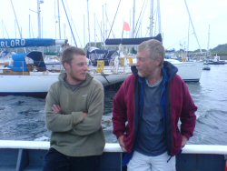 Father and son - in chip shop clothes.