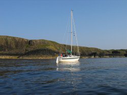 Gothik; the mothership, alone at anchor.