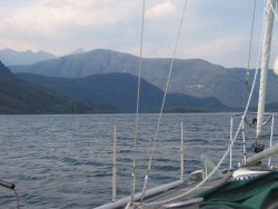 Approaching Loch Scavaig - the edge of the Cuillins can be seen in the top left.
