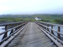 The beautiful wooden road bridge between Canna and Sanday.