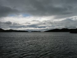 The morning sky over our anchorage in Loch Leurbost.