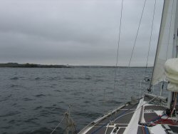 A cold grey approach to Stornoway Harbour.