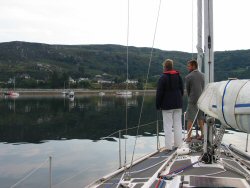 Placid water. The last anchoring of the trip for Ben. Reflective mood.