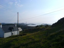 Overlooking Badcall Bay - mist coming in.
