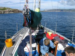 Damp clothing hanging out at the end of an easy day.